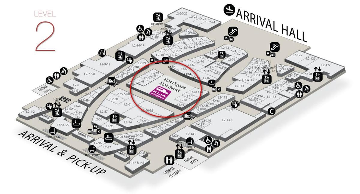 klia2 ierašanās karte