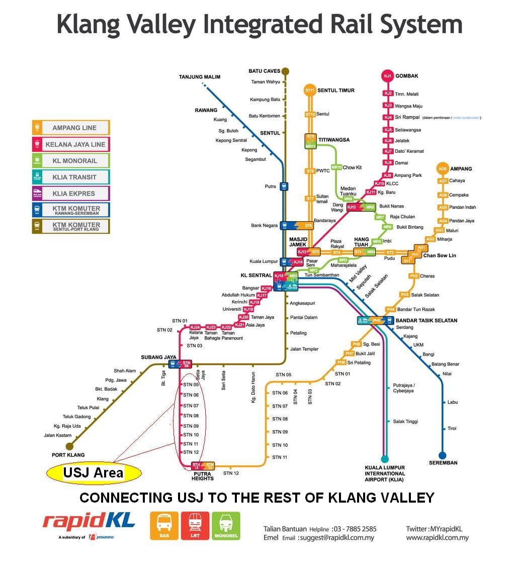 subang jaya lrt maršruta karte