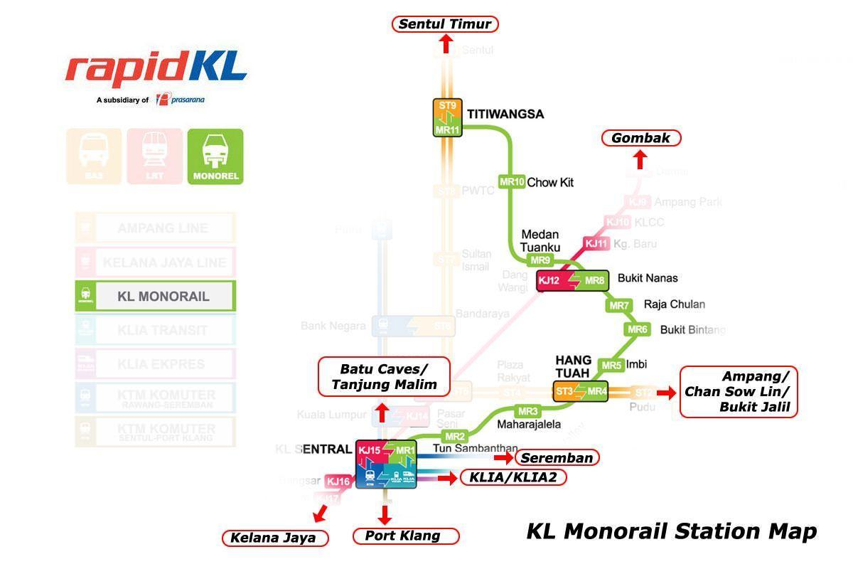 malaizija vilcienu līnijas kartē