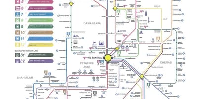 Kuala lumpur tranzīta dzelzceļa kartes